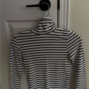 Striped Black and White Turtleneck Top
